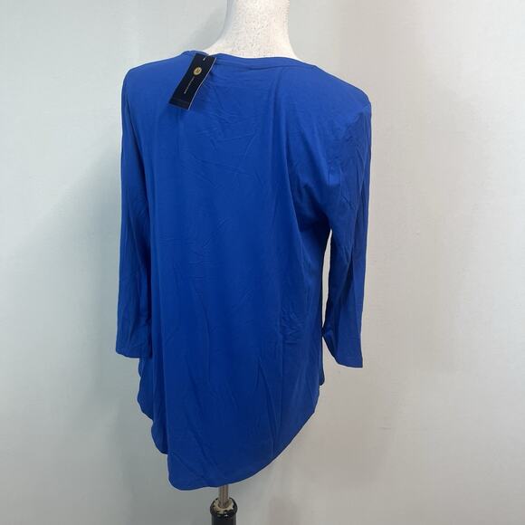 JM Collection Tunic Top size Small Royal Steel Blue Jersey Knit Stretch Modest - Picture 5 of 6